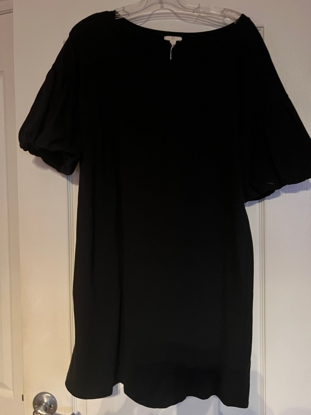 Charming Charlie Black Puff Sleeve Shift Dress
